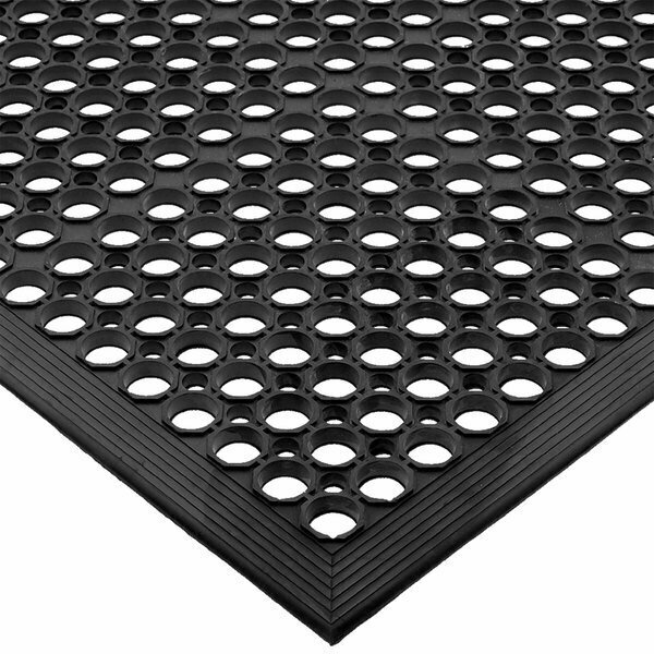 San Jamar KM1100 EZ-Mat 3' x 5' Black Grease-Resistant Floor Mat with Beveled Edge - 1/2'' Thick 167KM1100BK